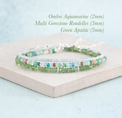 Dainty Aquamarine Ombre Gemstone Bracelet