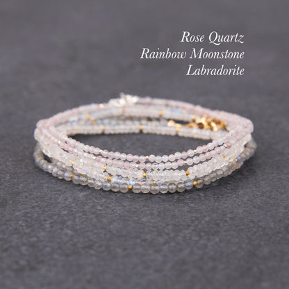 Dainty Rainbow Moonstone Necklace (AAA Grade)