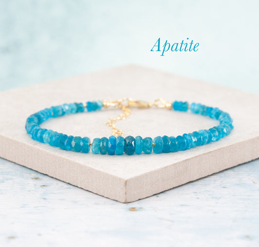 Neon Blue Apatite Gemstone Bracelet