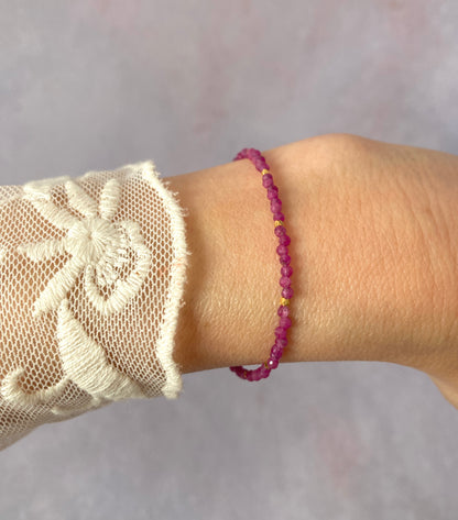 Dainty Pink Ruby Gemstone Bracelet