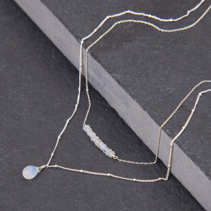 Rainbow Moonstone Two-Strand Layered Necklace