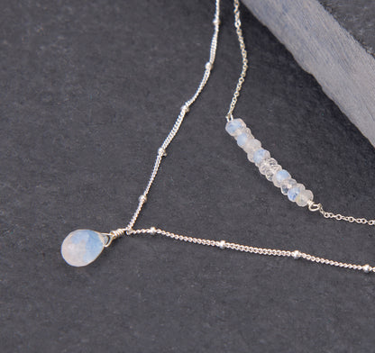 Rainbow Moonstone Two-Strand Layered Necklace