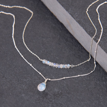 Rainbow Moonstone Two-Strand Layered Necklace