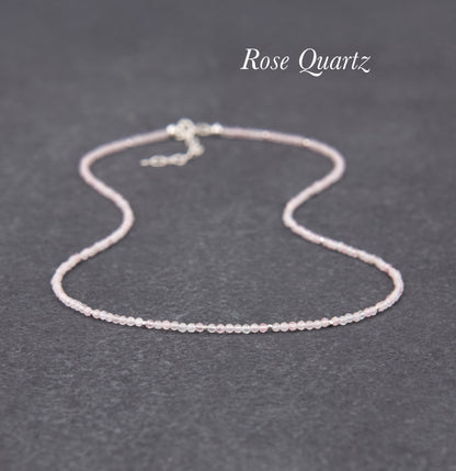 Dainty Rose Quartz Gemstone Necklace