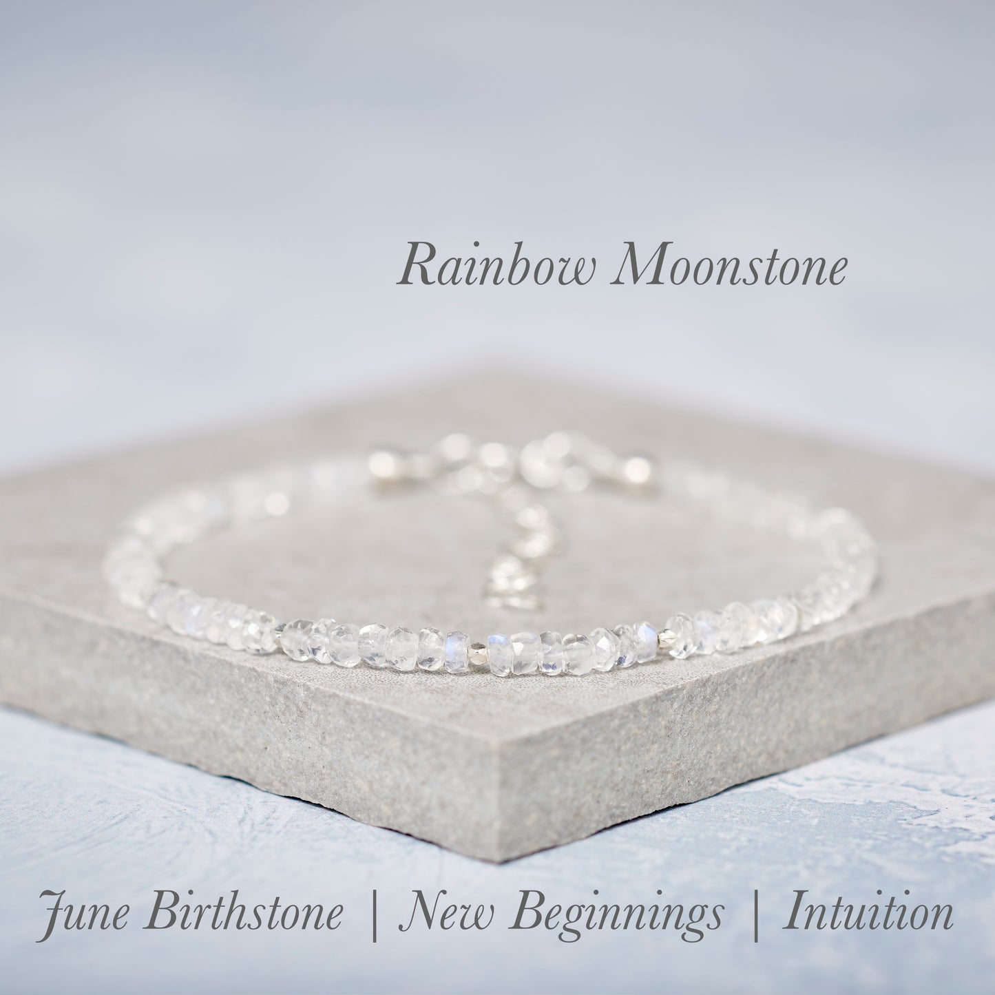 Dainty Rainbow Moonstone Gemstone Bracelet (AAA Grade)