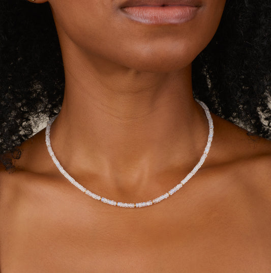Dainty Rainbow Moonstone Necklace (AAA Grade)