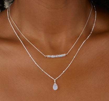 Rainbow Moonstone Two-Strand Layered Necklace