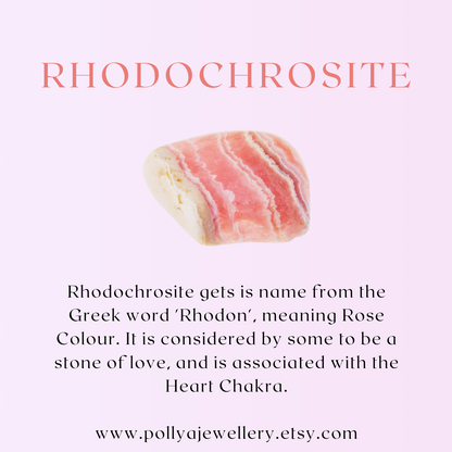 Set Of 3 Dainty Gemstone Stacking Bracelets - Rhodochrosite, Citrine & Chalcedony