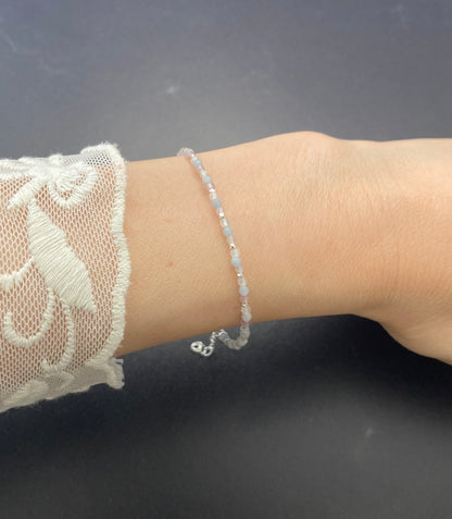 Rose Quartz, Moonstone & Angelite Dainty Gemstone Bracelet