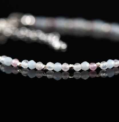 Rose Quartz, Moonstone & Angelite Dainty Gemstone Bracelet