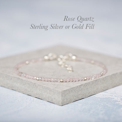 Rose Quartz Dainty Bracelet
