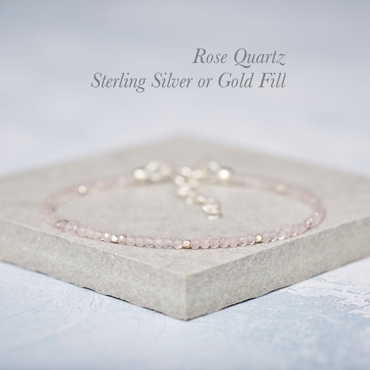 Rose Quartz Dainty Bracelet