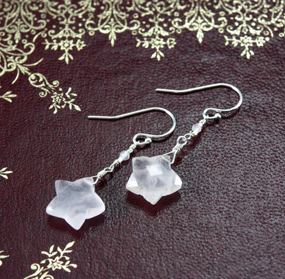 Rose Quartz Star Earrings