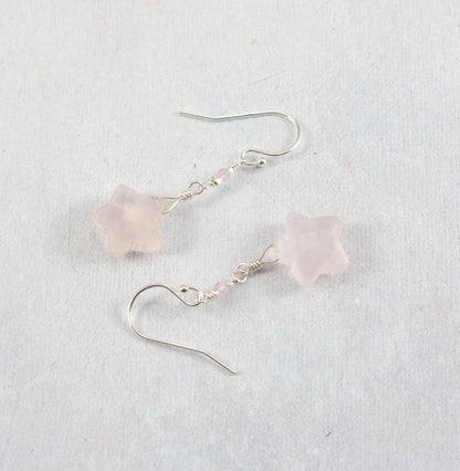 Rose Quartz Star Earrings