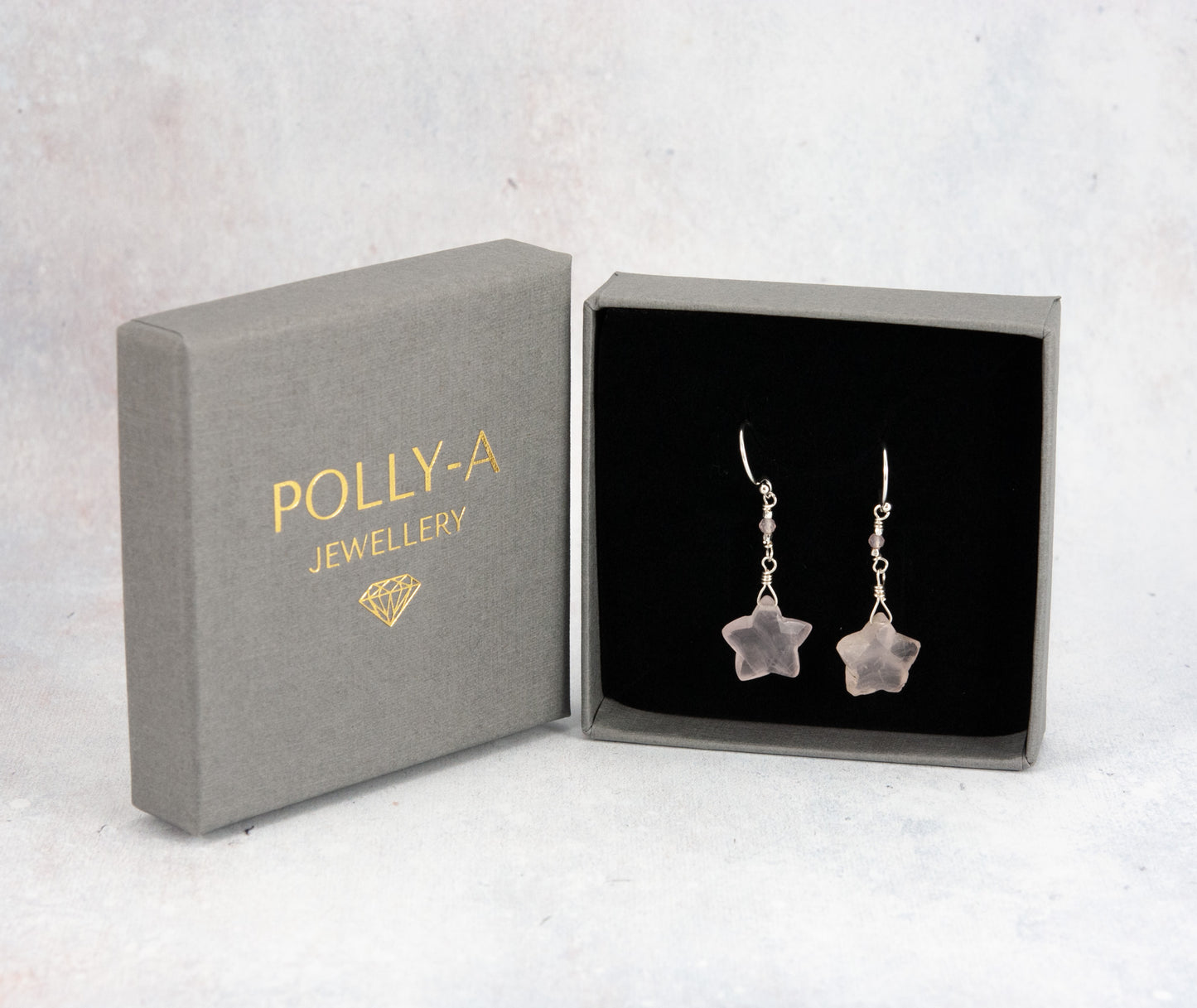 Rose Quartz Star Earrings