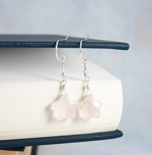 Rose Quartz Star Earrings