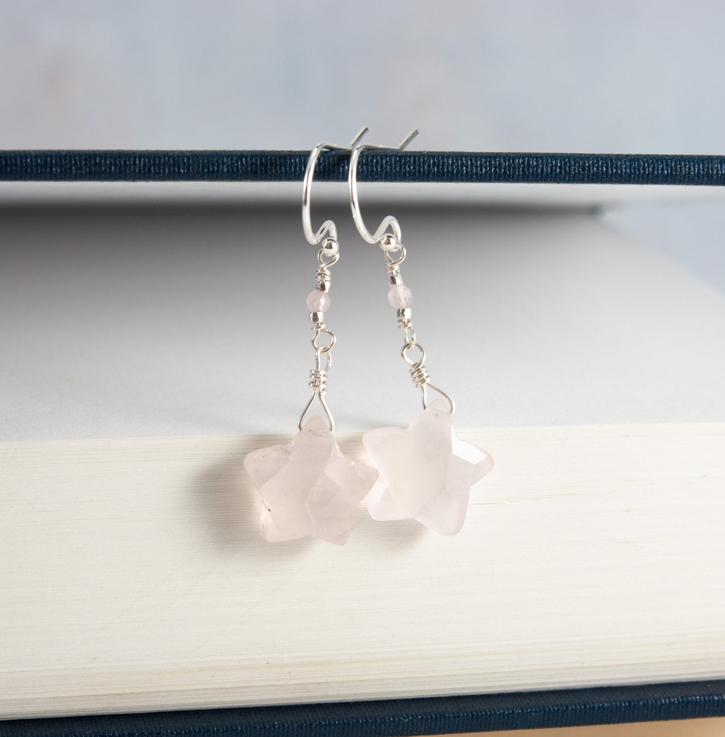 Rose Quartz Star Earrings