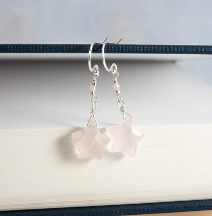 Rose Quartz Star Earrings