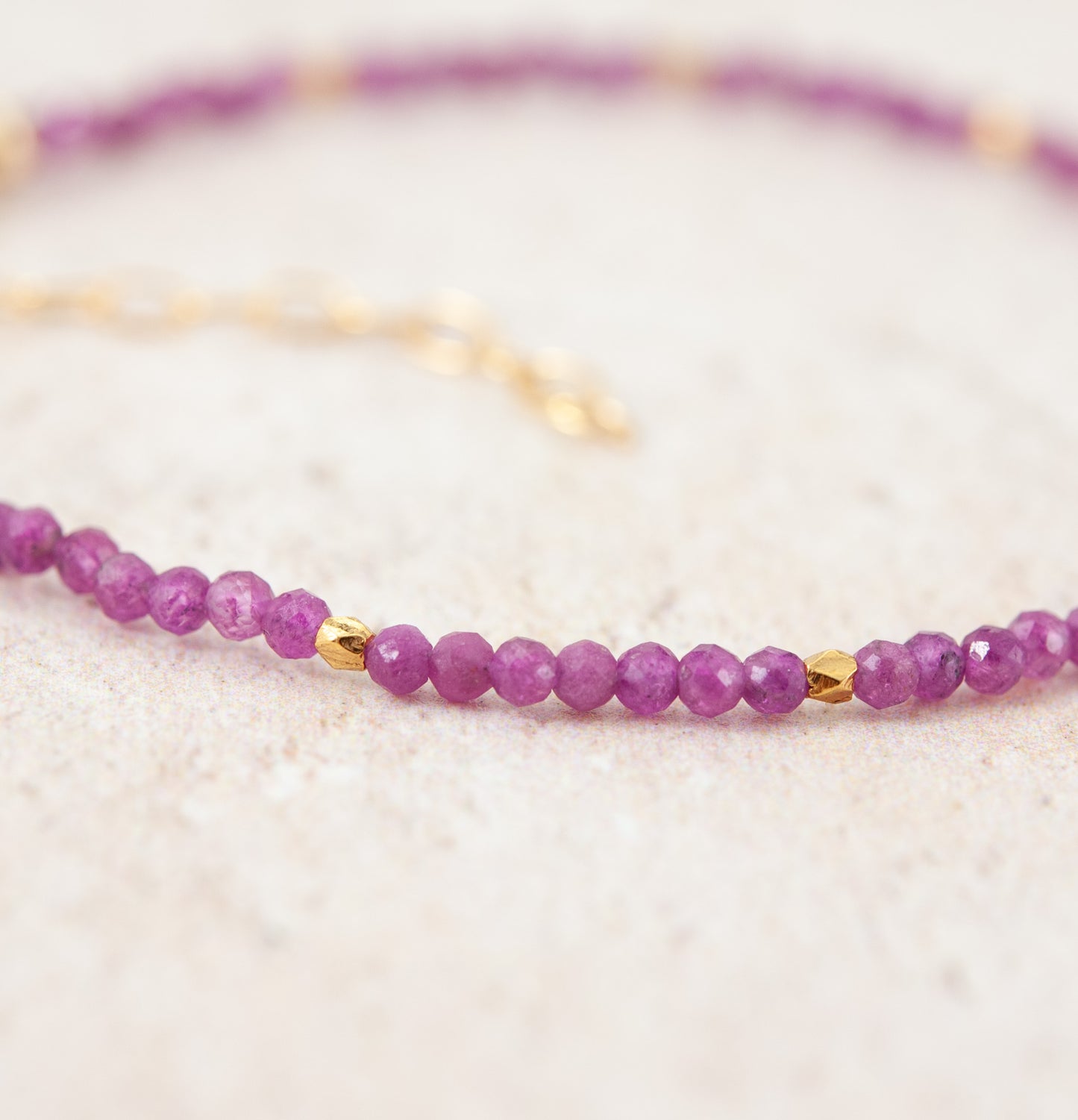 Dainty Pink Ruby Gemstone Bracelet