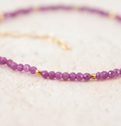 Dainty Pink Ruby Gemstone Bracelet