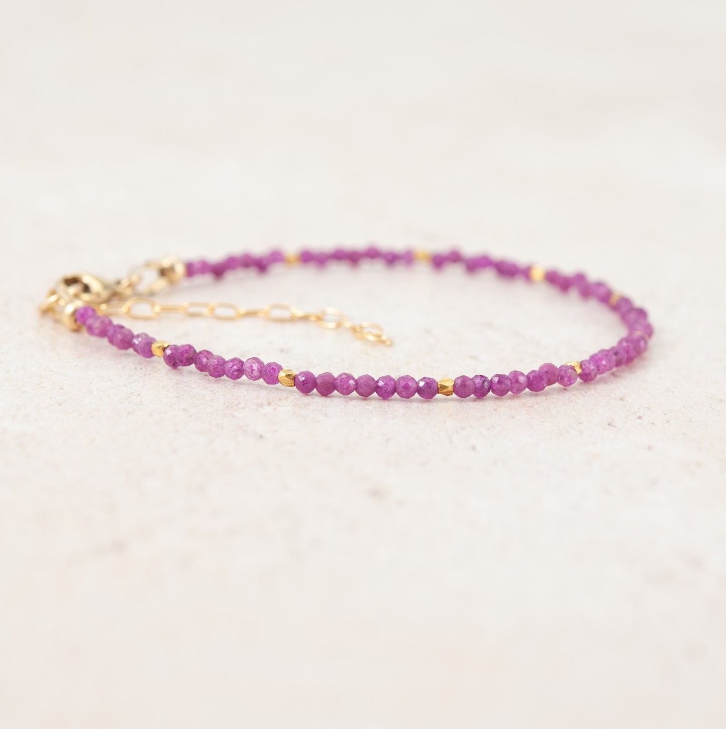 Dainty Pink Ruby Gemstone Bracelet