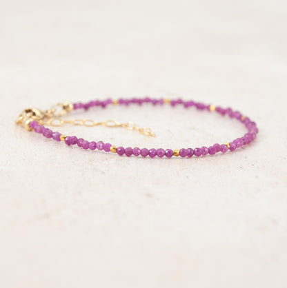 Dainty Pink Ruby Gemstone Bracelet