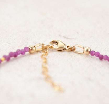 Dainty Pink Ruby Gemstone Bracelet