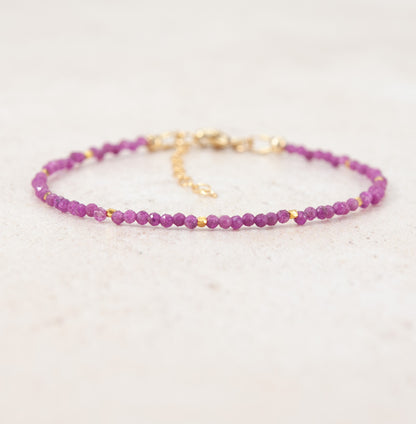 Dainty Pink Ruby Gemstone Bracelet