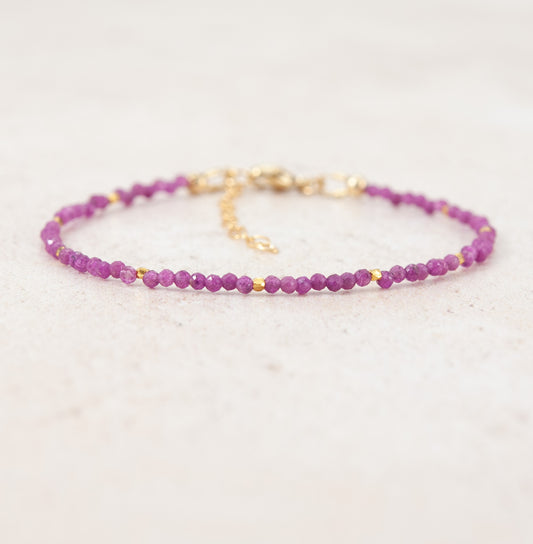 Dainty Pink Ruby Gemstone Bracelet