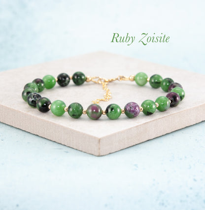 Ruby Zoisite Gemstone Bracelet