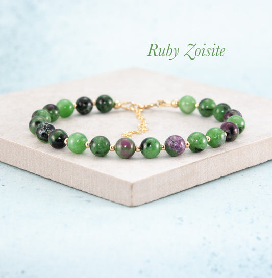 Ruby Zoisite Gemstone Bracelet