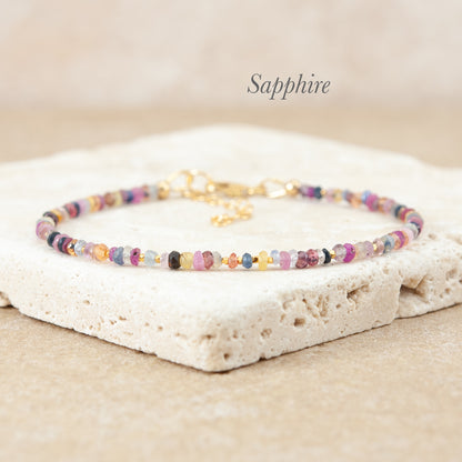 Dainty Multicolour Sapphire Gemstone Bracelet
