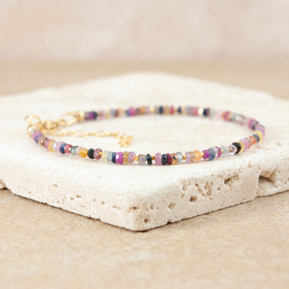 Dainty Multicolour Sapphire Gemstone Bracelet