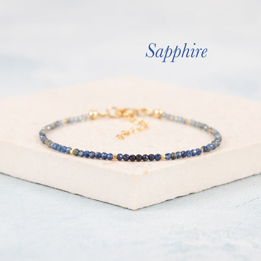 Dainty Blue Sapphire Ombre / Shaded Gemstone Bracelet