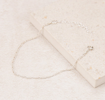 Dainty Silver Figaro Chain Bracelet
