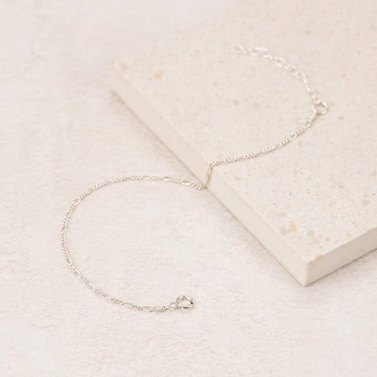 Dainty Silver Figaro Chain Bracelet