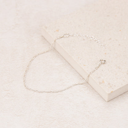 Dainty Silver Figaro Chain Bracelet