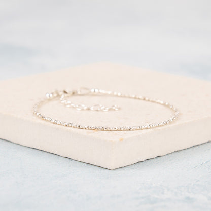 Dainty Fine Silver Beaded Bracelet