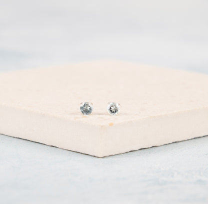 Dainty Sky Blue Topaz Gemstone Stud Earrings