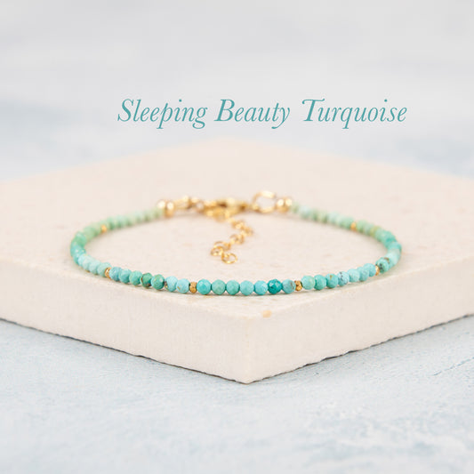 Sleeping Beauty Turquoise Dainty Bracelet, Ombre Blue & Green