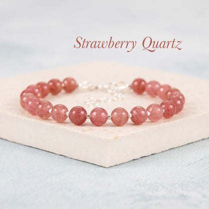 Strawberry Quartz Gemstone Bracelet