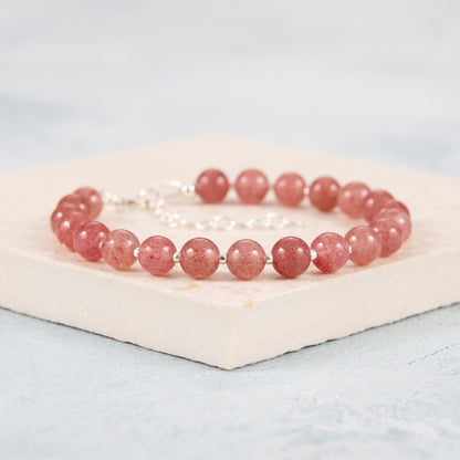 Strawberry Quartz Gemstone Bracelet