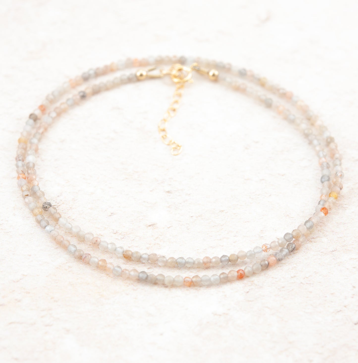 Dainty Sunstone and Moonstone Gemstone Necklace