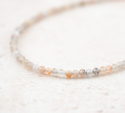 Dainty Sunstone and Moonstone Gemstone Necklace