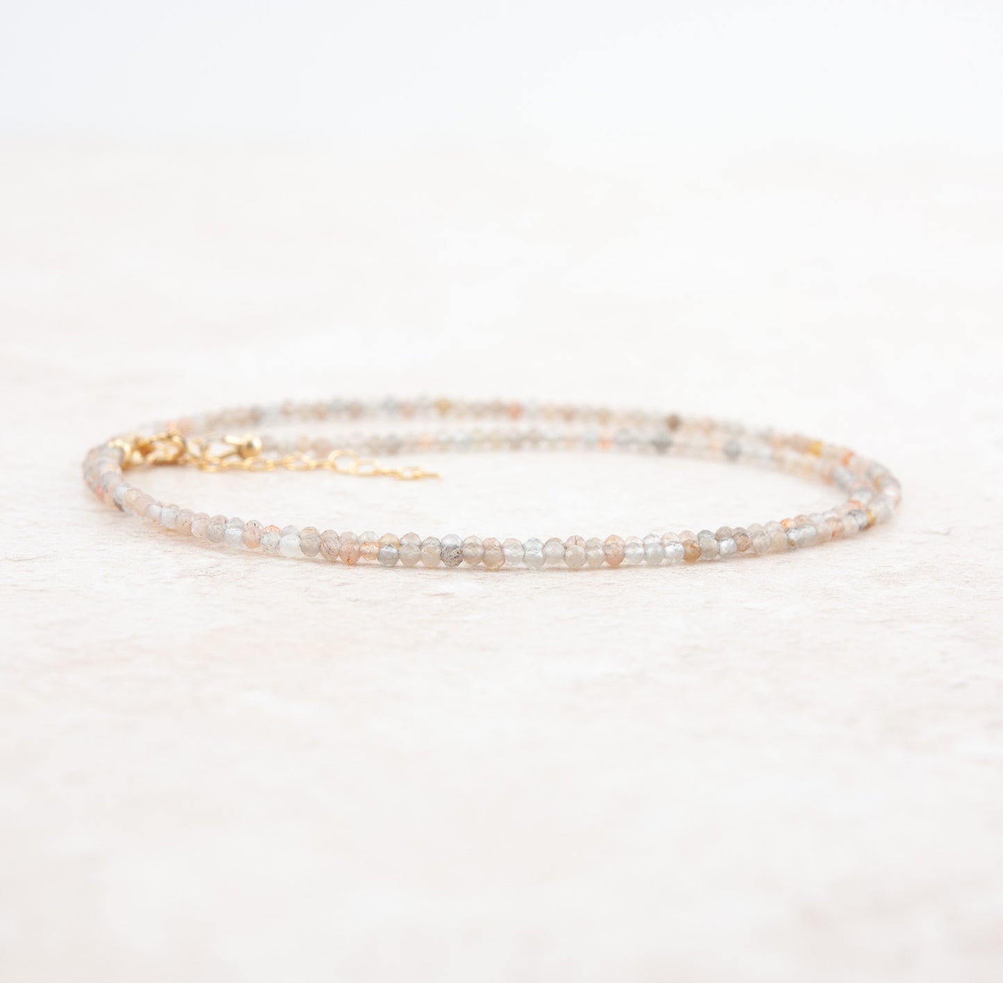 Dainty Sunstone and Moonstone Gemstone Necklace