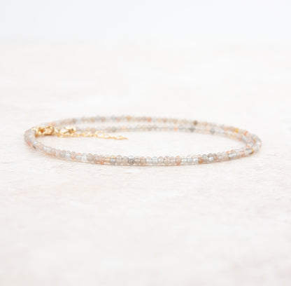 Dainty Sunstone and Moonstone Gemstone Necklace