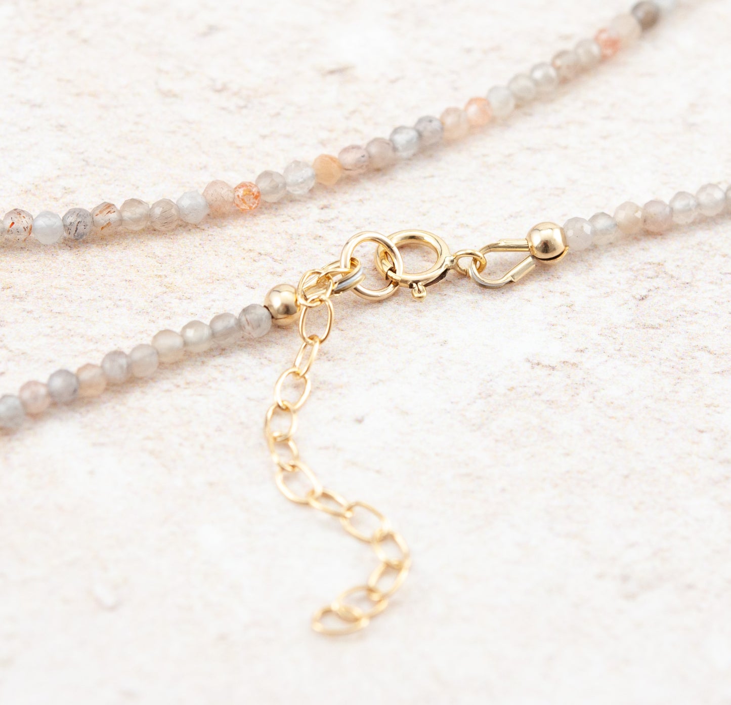 Dainty Sunstone and Moonstone Gemstone Necklace