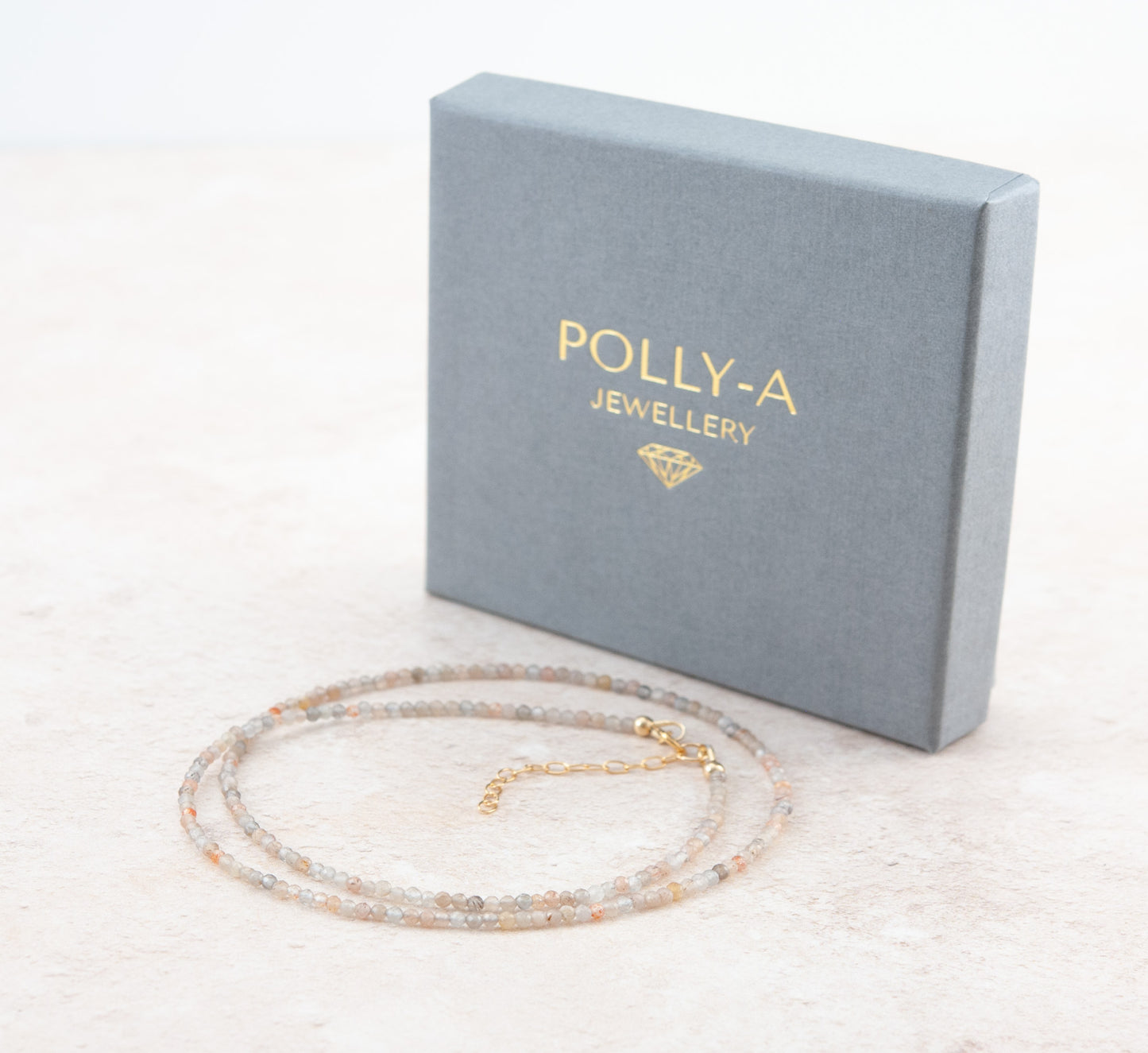 Dainty Sunstone and Moonstone Gemstone Necklace