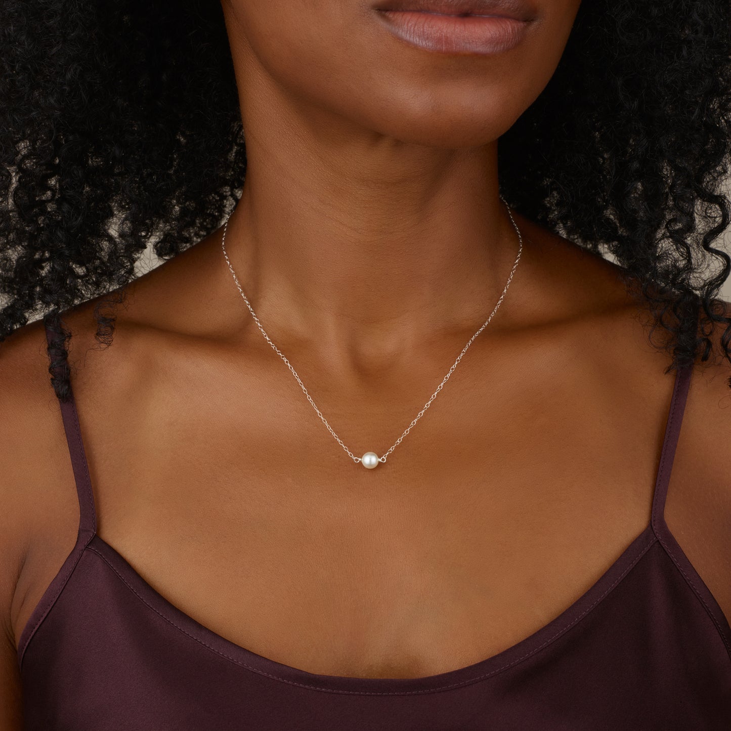 Dainty Solitaire Pearl & Silver Necklace