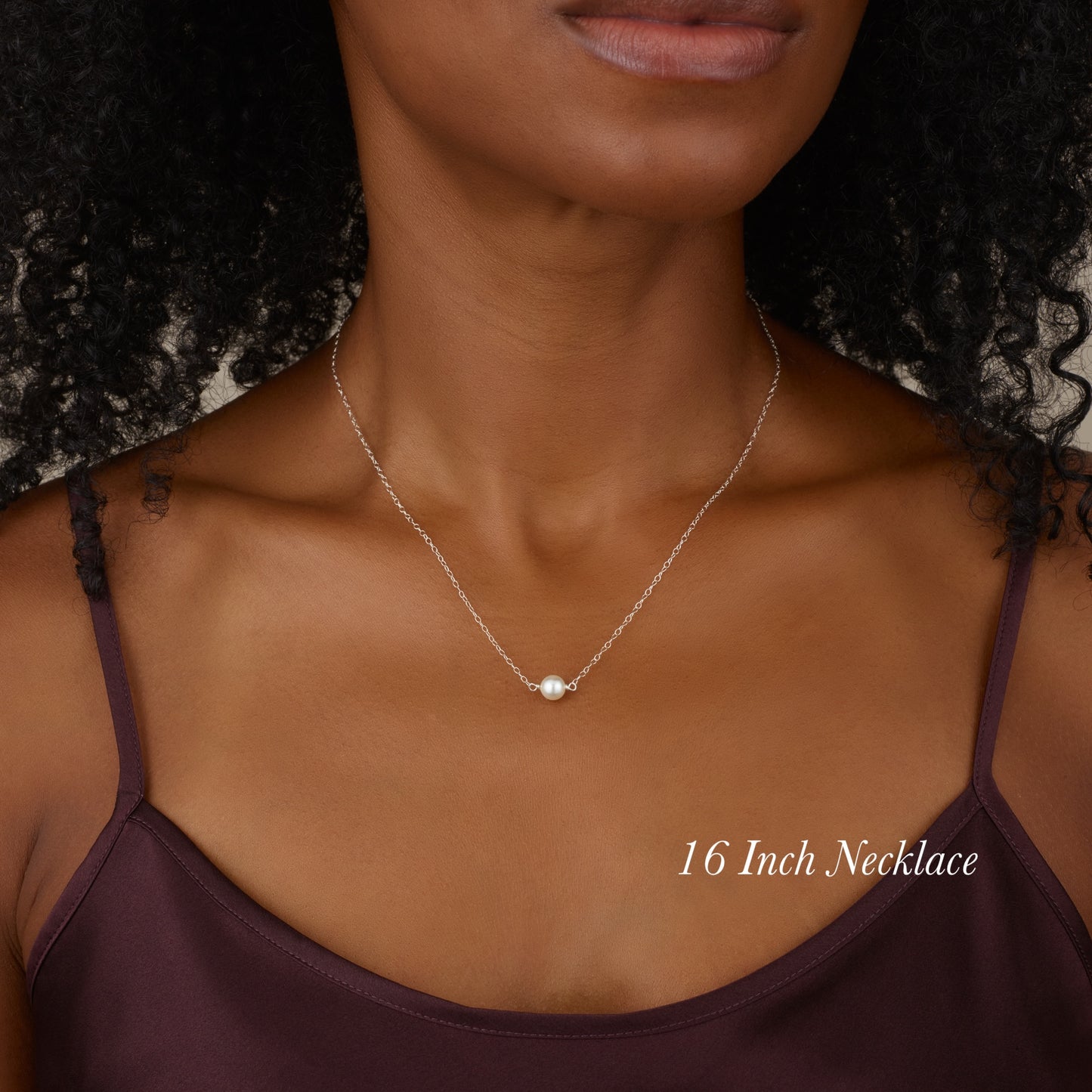 Dainty Solitaire Pearl & Silver Necklace